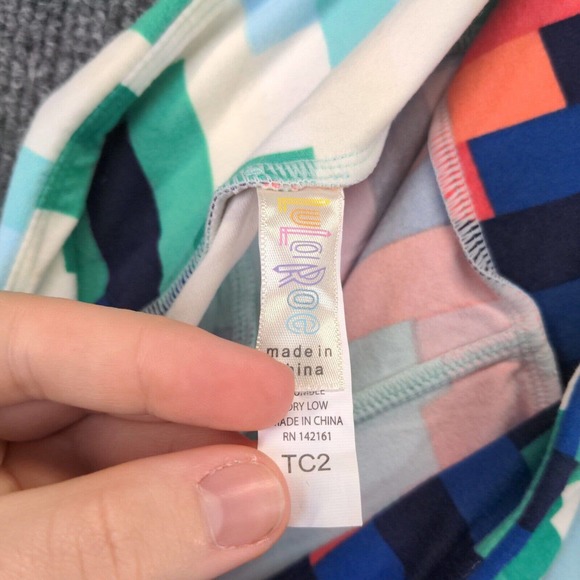 Lularoe TC2 Leggings Womens Blue Green Geometric Pattern Polyester - Picture 10 of 11